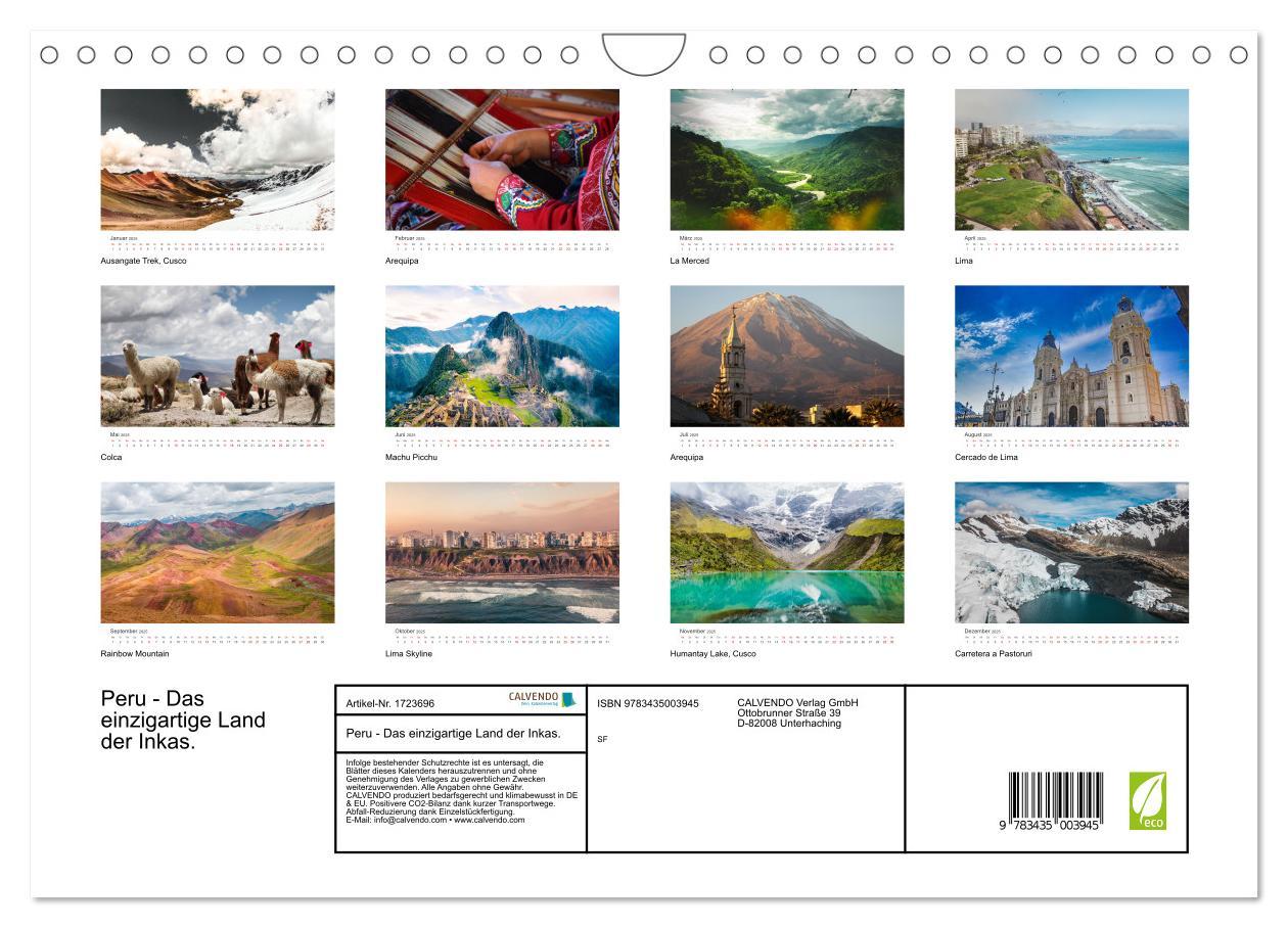 Bild: 9783435003945 | Peru - Das einzigartige Land der Inkas. (Wandkalender 2025 DIN A4...