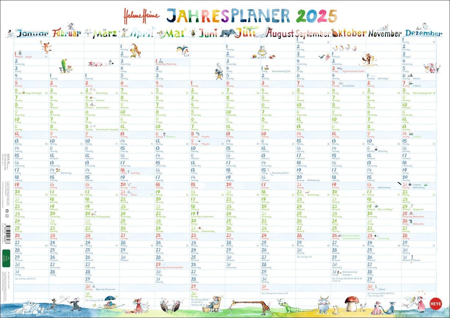 Cover: 9783756406463 | Helme Heine: Posterplaner 2025 | Kalender | Helme Heine Kalender Heye