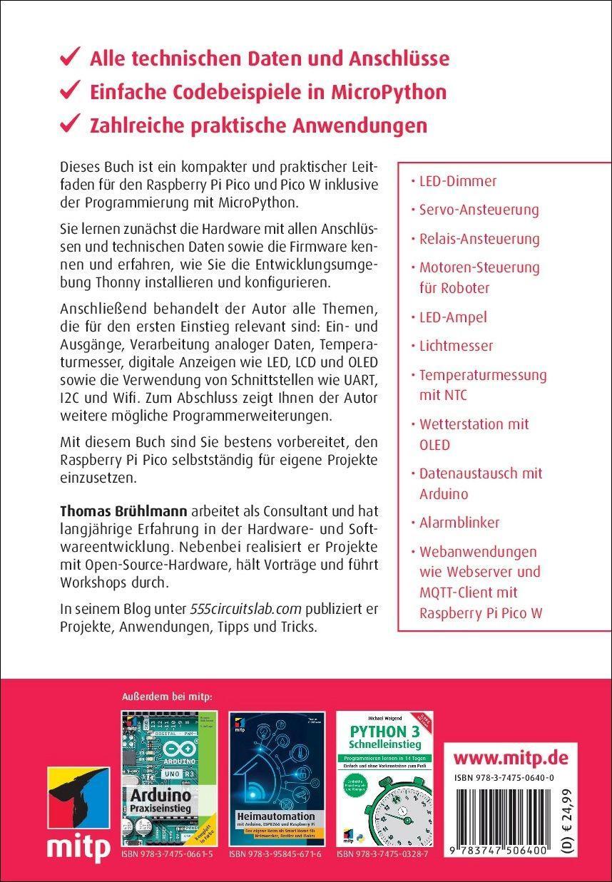 Rückseite: 9783747506400 | Raspberry Pi Pico und Pico W Schnelleinstieg | Thomas Brühlmann | Buch