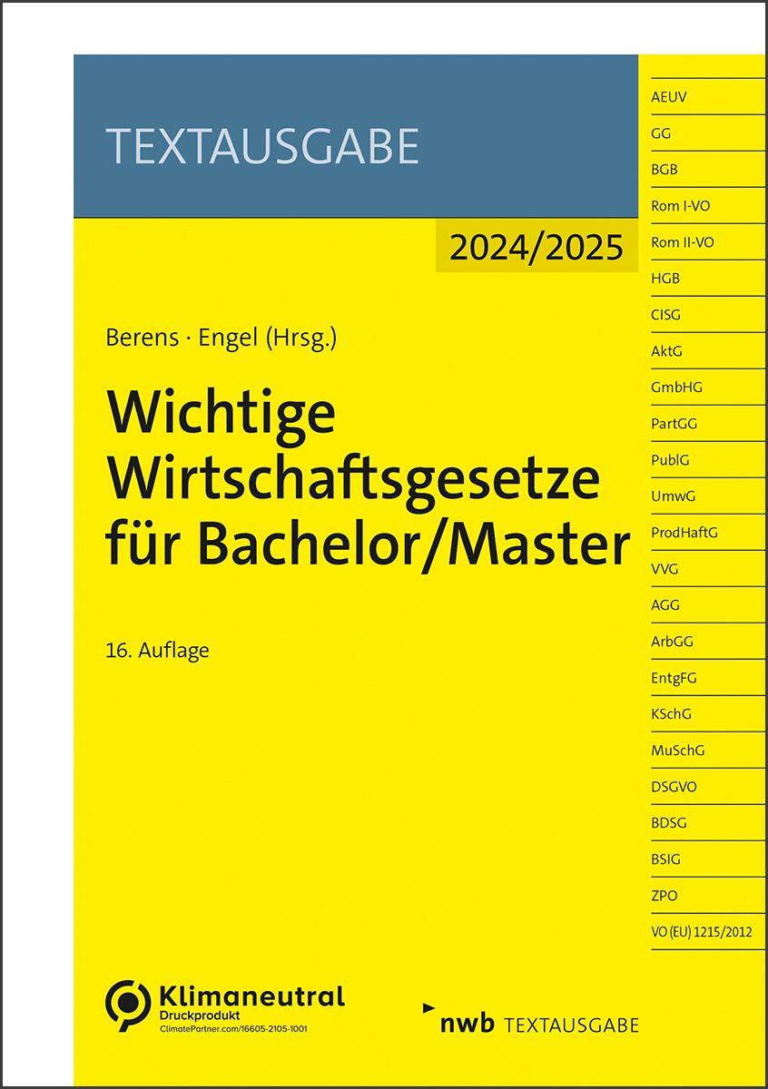 Cover: 9783482675966 | Wichtige Wirtschaftsgesetze für Bachelor/Master | Berens (u. a.)