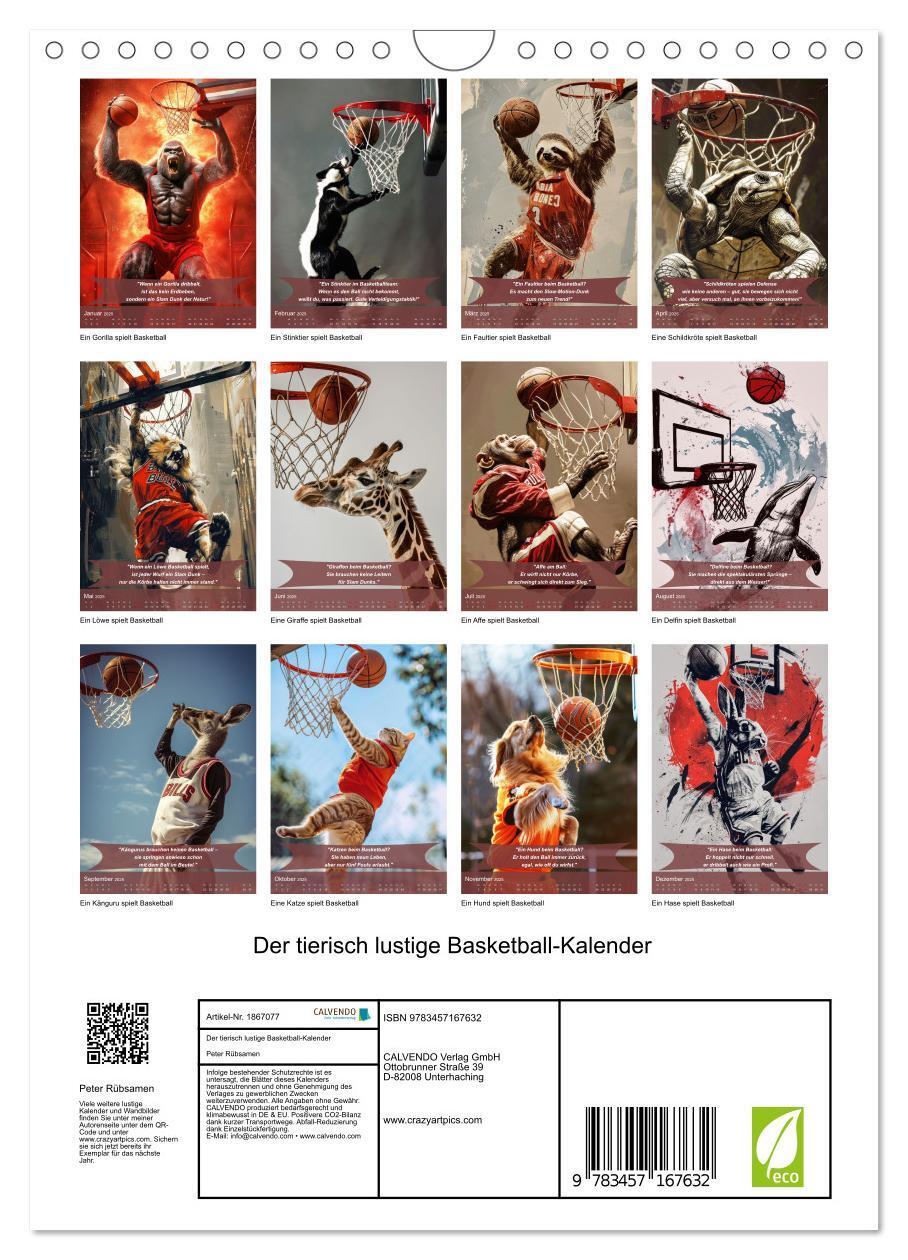 Bild: 9783457167632 | Der tierisch lustige Basketball-Kalender (Wandkalender 2025 DIN A4...