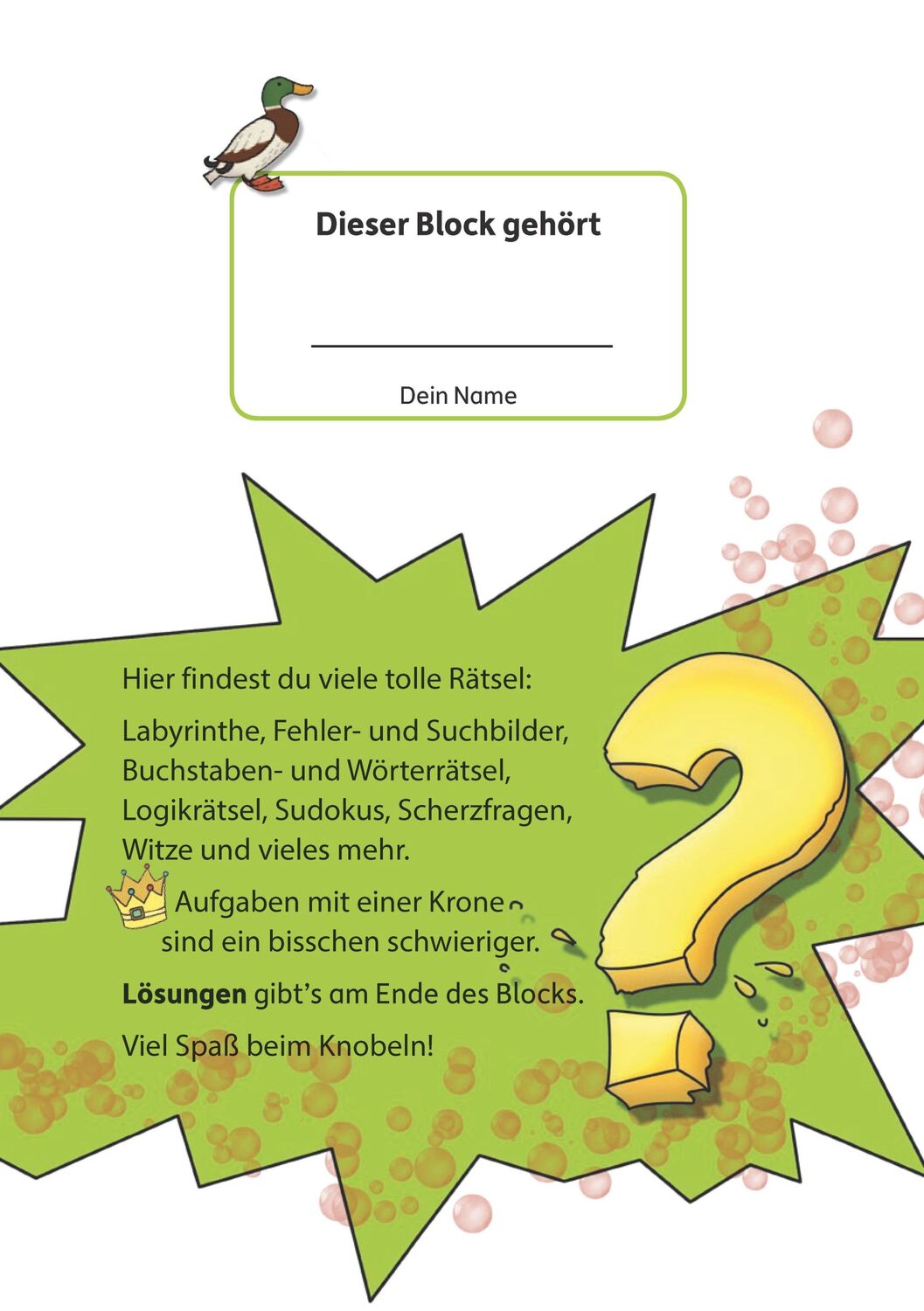 Bild: 9783881006330 | Rätselblock ab 8 Jahre, Band 1, A5-Block | Agnes Spiecker | Buch