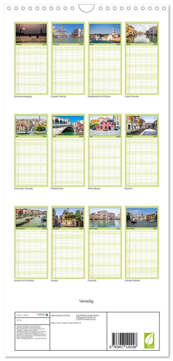 Bild: 9783457120248 | Familienplaner 2025 - Venedig mit 5 Spalten (Wandkalender, 21 x 45...