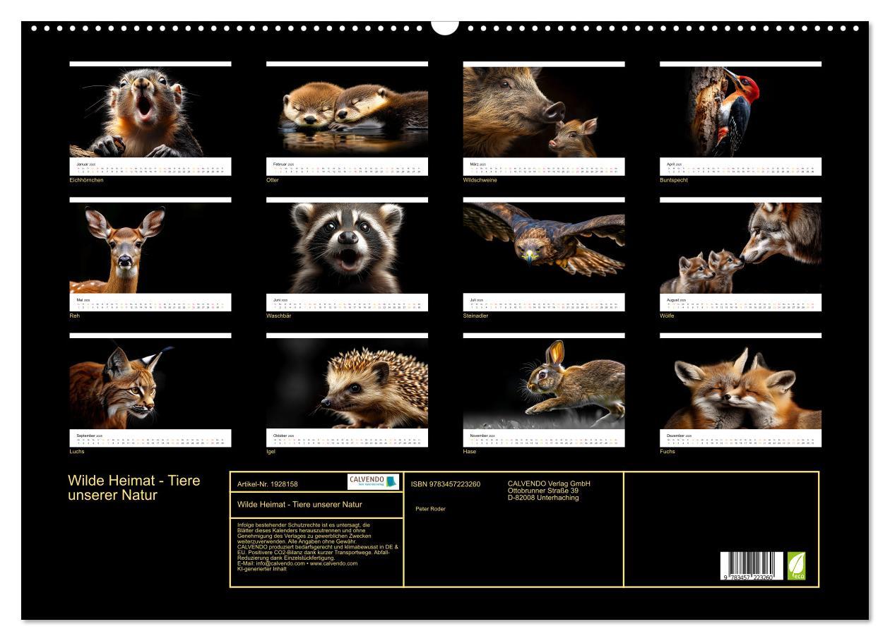 Bild: 9783457223260 | Wilde Heimat - Tiere unserer Natur (Wandkalender 2025 DIN A2 quer),...