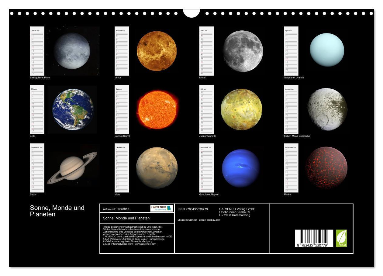 Bild: 9783435530779 | Sonne, Monde und Planeten (Wandkalender 2025 DIN A3 quer), CALVENDO...