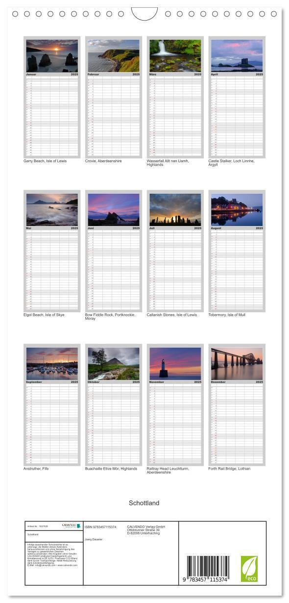 Bild: 9783457115374 | Familienplaner 2025 - Schottland mit 5 Spalten (Wandkalender, 21 x...