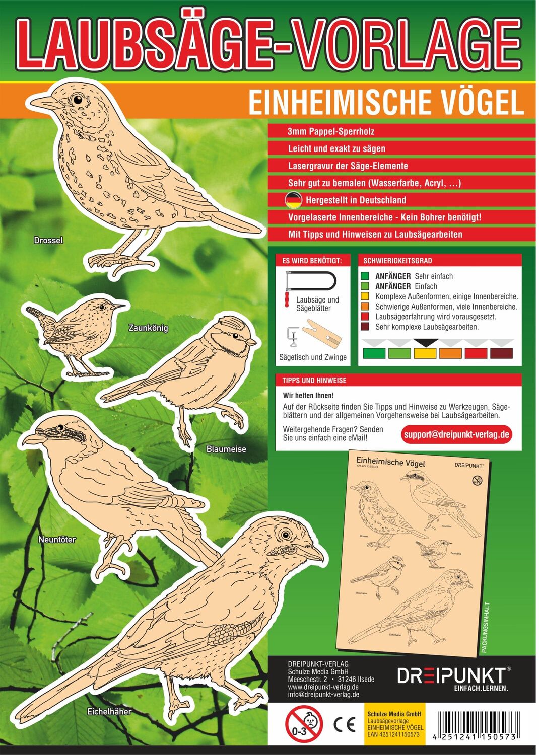 Cover: 4251241150573 | Laubsägevorlage Einheimische Vögel | Schulze Media GmbH | Stück | 2020