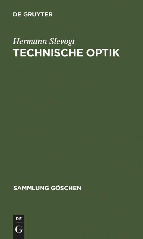 Cover: 9783110042870 | Technische Optik | Hermann Slevogt | Buch | 308 S. | Deutsch