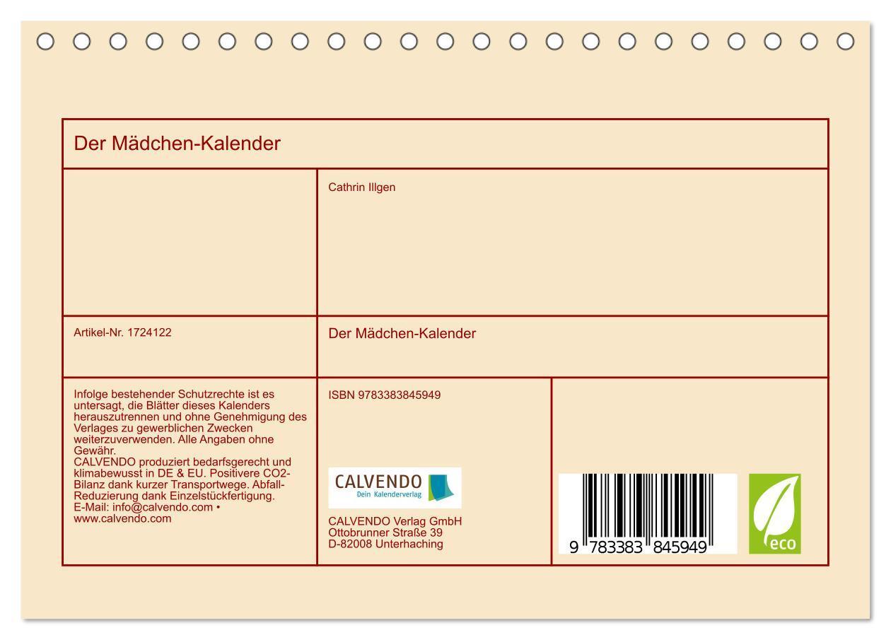 Bild: 9783383845949 | Der Mädchen-Kalender (Tischkalender 2025 DIN A5 quer), CALVENDO...