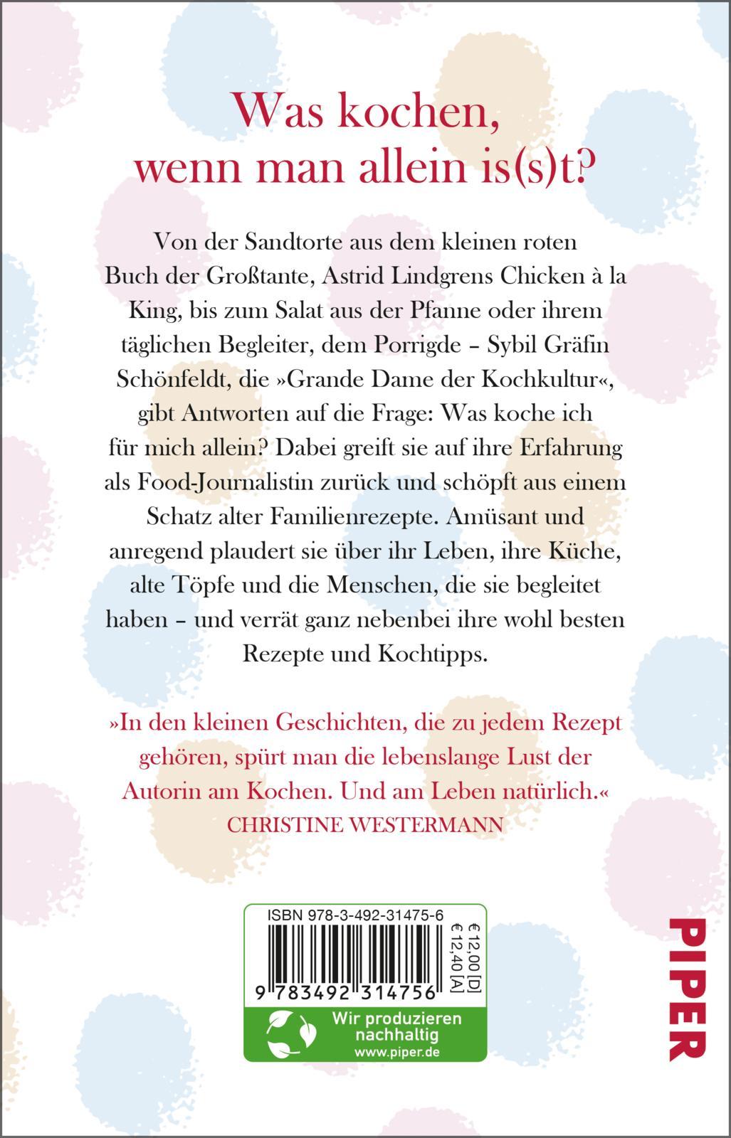 Rückseite: 9783492314756 | Kochbuch für die kleine alte Frau | Sybil Gräfin Schönfeldt | Buch