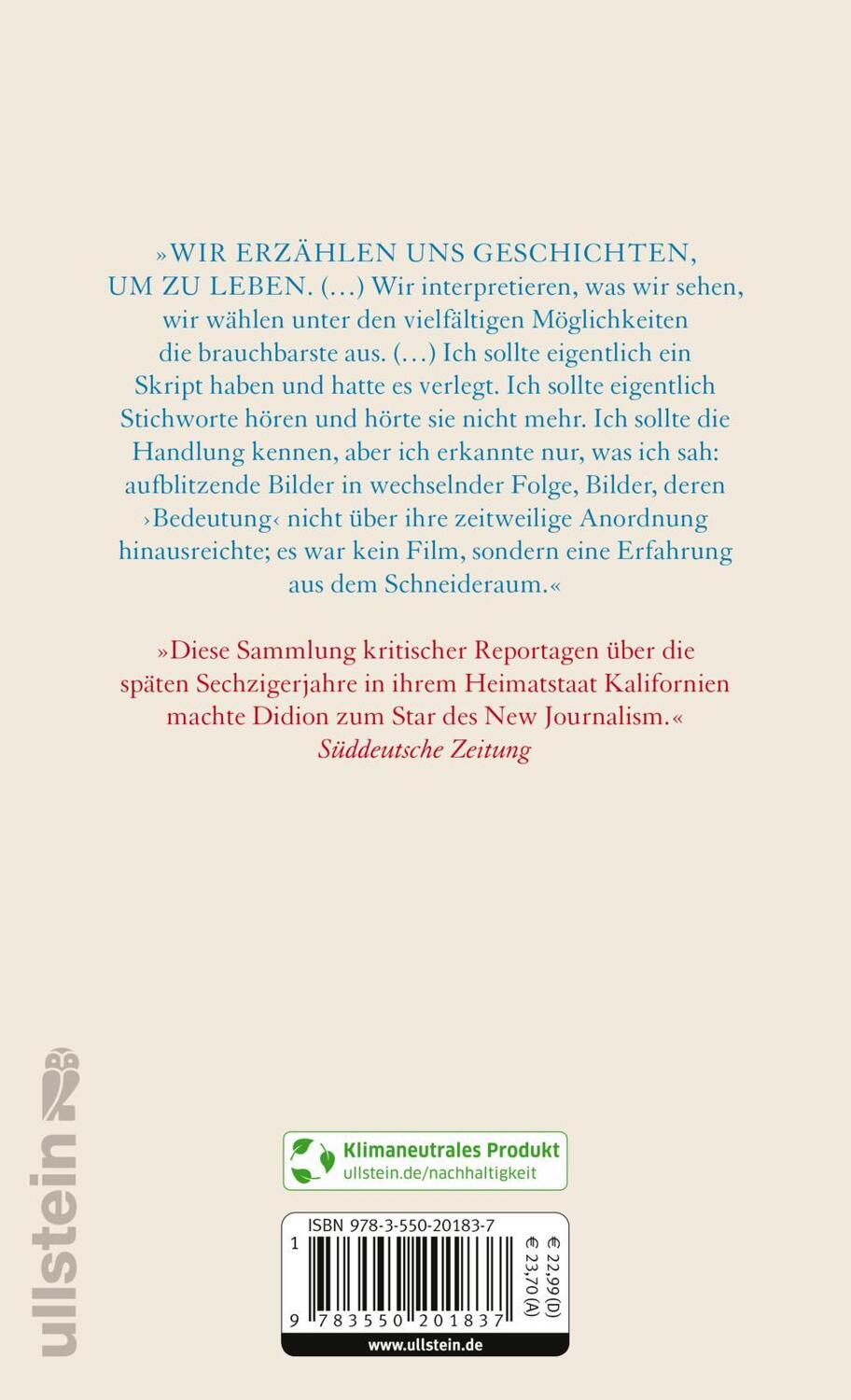 Rückseite: 9783550201837 | Das weiße Album | Joan Didion | Buch | 352 S. | Deutsch | 2022