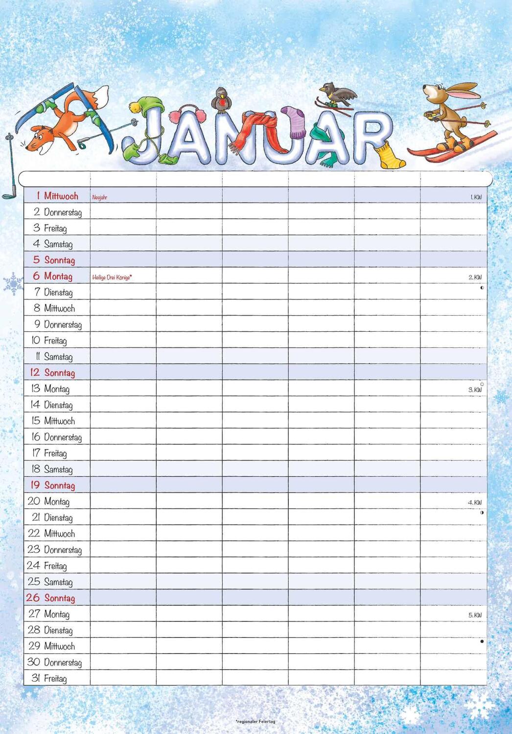 Bild: 4251732341046 | Familienplaner Cartoon 2025 - Bildkalender 23,7x34 cm - 6 Spalten -...