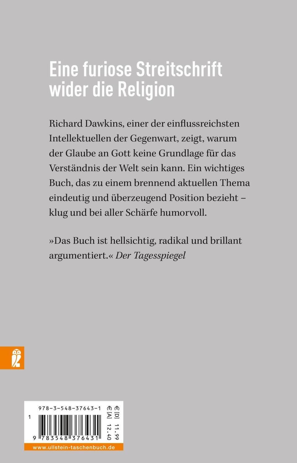 Rückseite: 9783548376431 | Der Gotteswahn | Richard Dawkins | Taschenbuch | 586 S. | Deutsch