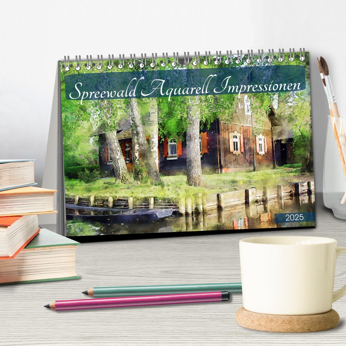 Bild: 9783435110599 | Spreewald Aquarell Impressionen (Tischkalender 2025 DIN A5 quer),...