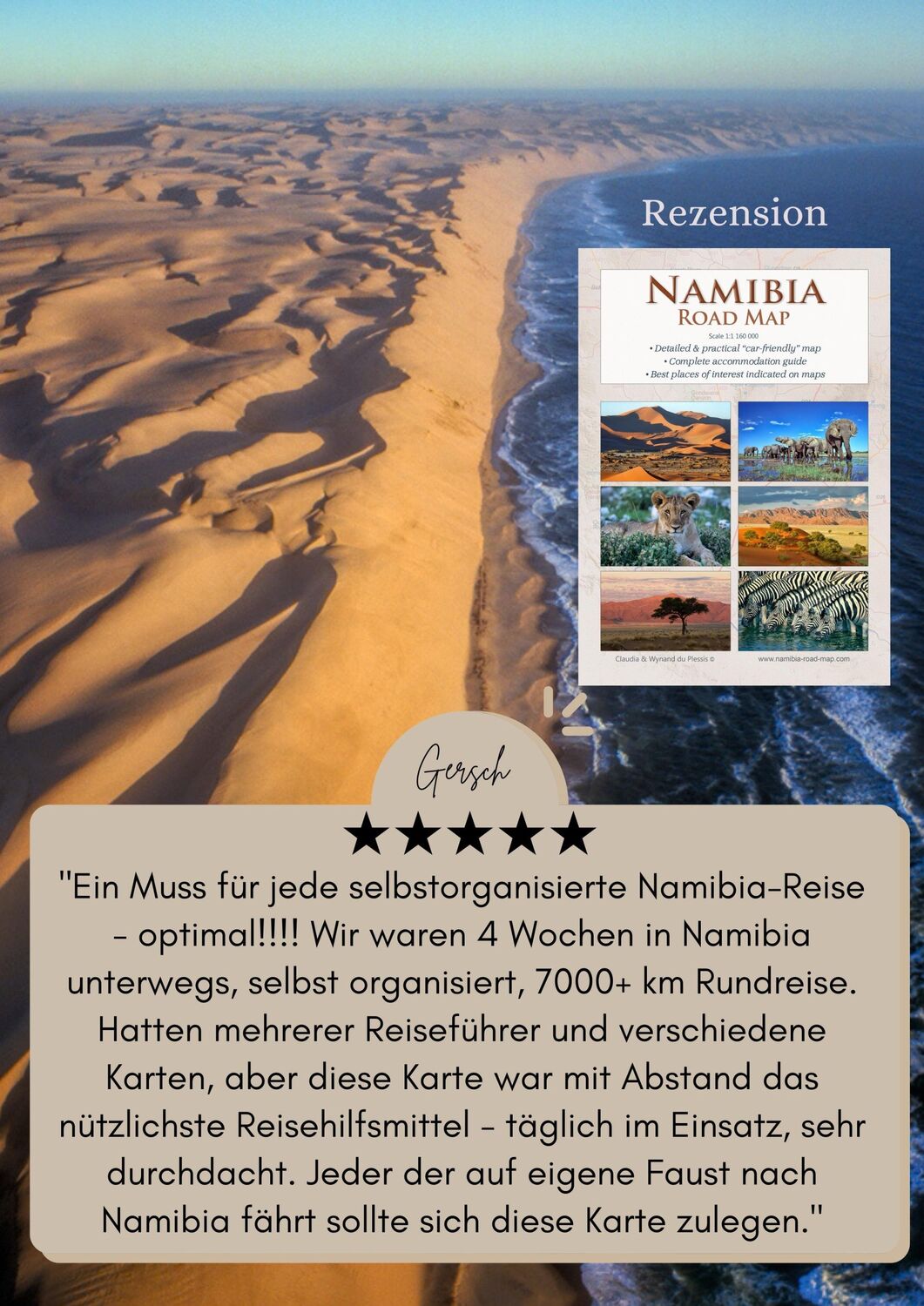 Bild: 9783947895427 | Detaillierte NAMIBIA Reisekarte - NAMIBIA ROAD MAP (1:1.160.000)