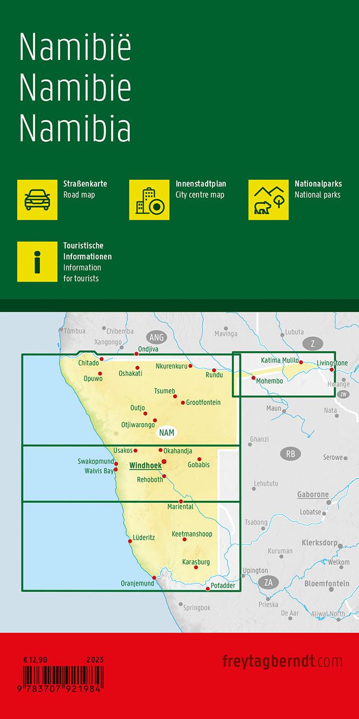 Rückseite: 9783707921984 | Namibia, Straßenkarte 1:1.000.000, freytag &amp; berndt | Freytag &amp; Berndt