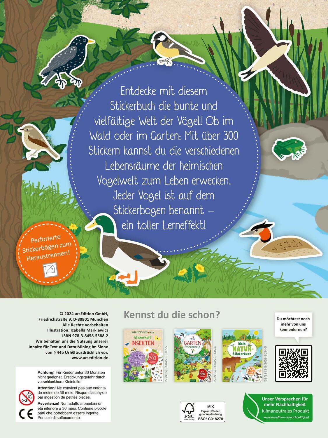 Rückseite: 9783845855882 | Naturforscher-Kids - Stickerheft Vögel | Über 300 Sticker | Buch