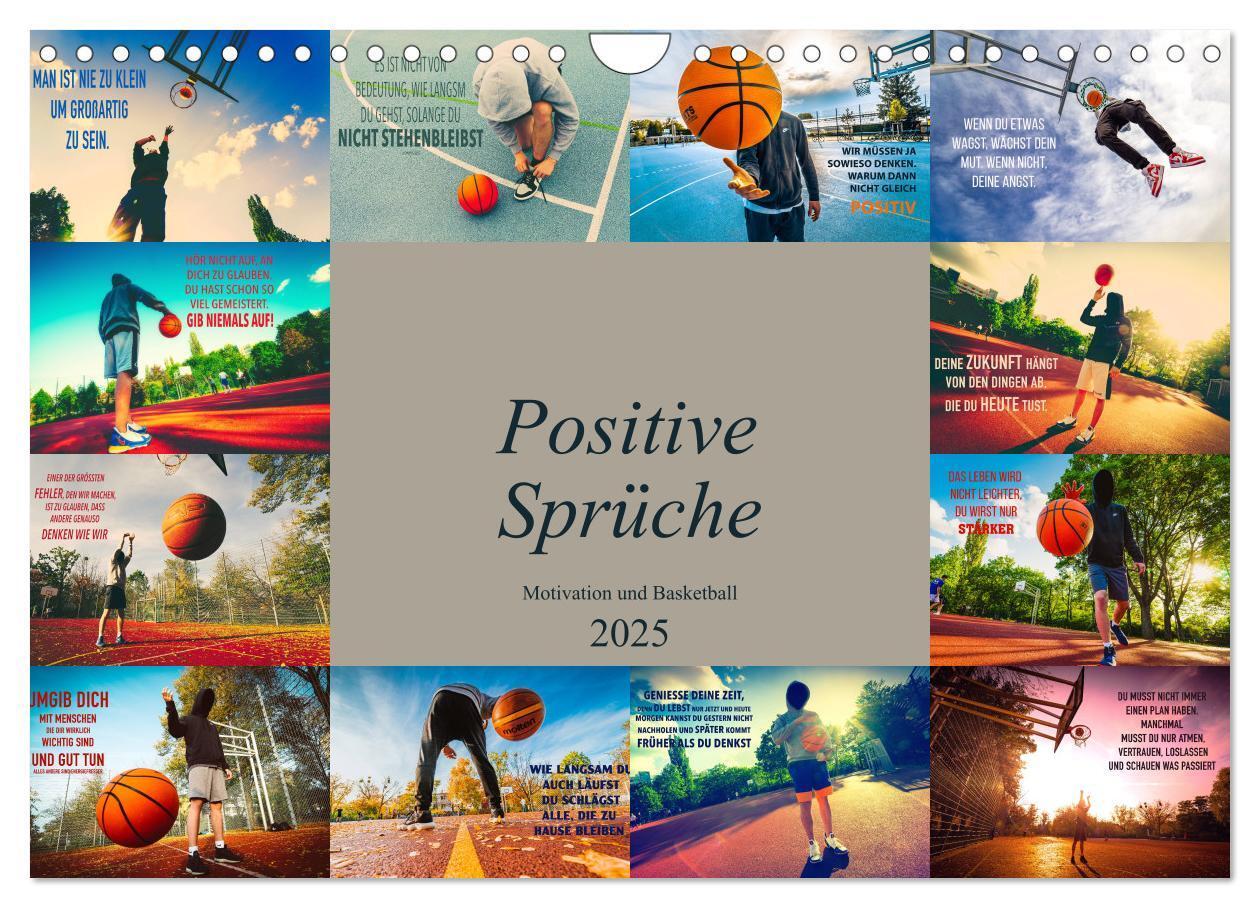 Cover: 9783435123377 | Positive Sprüche - Motivation und Basketball (Wandkalender 2025 DIN...