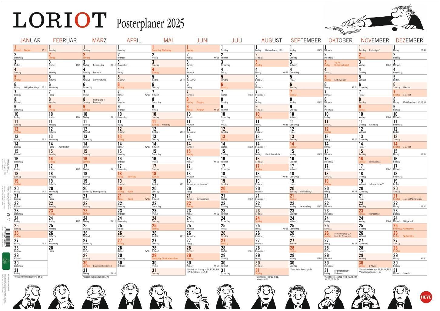 Cover: 9783756409204 | Loriot Posterplaner 2025 | Kalender | Loriot Kalender Heye | 1 S.