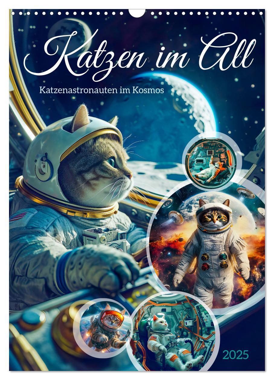 Cover: 9783383775741 | Katzen im All - Katzenastronauten im Kosmos (Wandkalender 2025 DIN...