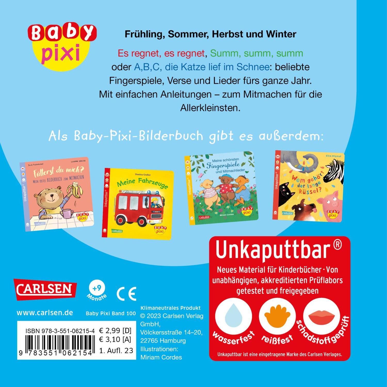 Rückseite: 9783551053169 | Baby Pixi (unkaputtbar) 100: VE 5 Reime für ganz Kleine: Frühling,...