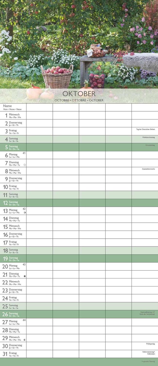 Bild: 4251732341398 | Gärten 2025 Familienplaner - Wandkalender - Familienkalender - 19,5x45