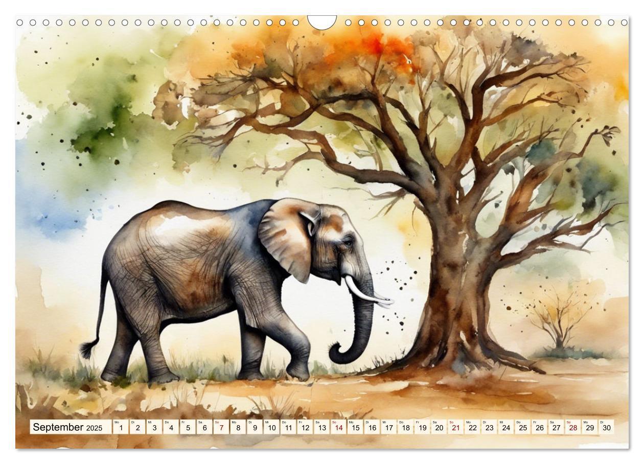 Bild: 9783383805820 | Zauberhafte Aquarelle von Afrikas Tierwelt (Wandkalender 2025 DIN...