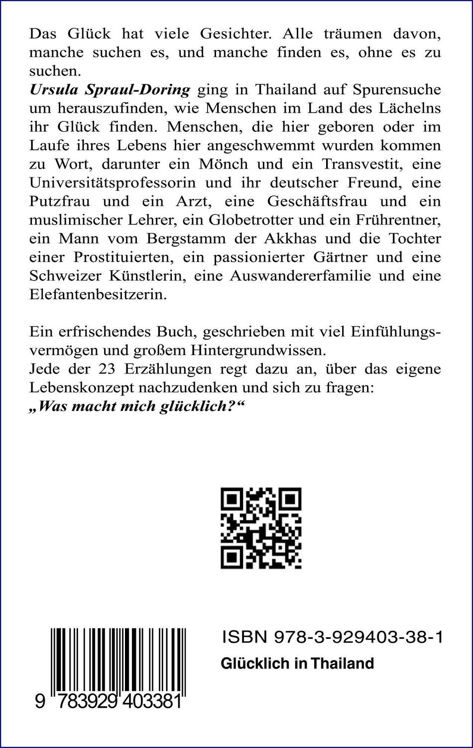 Rückseite: 9783929403381 | Glücklich in Thailand | Ursula Spraul-Doring | Taschenbuch | Deutsch