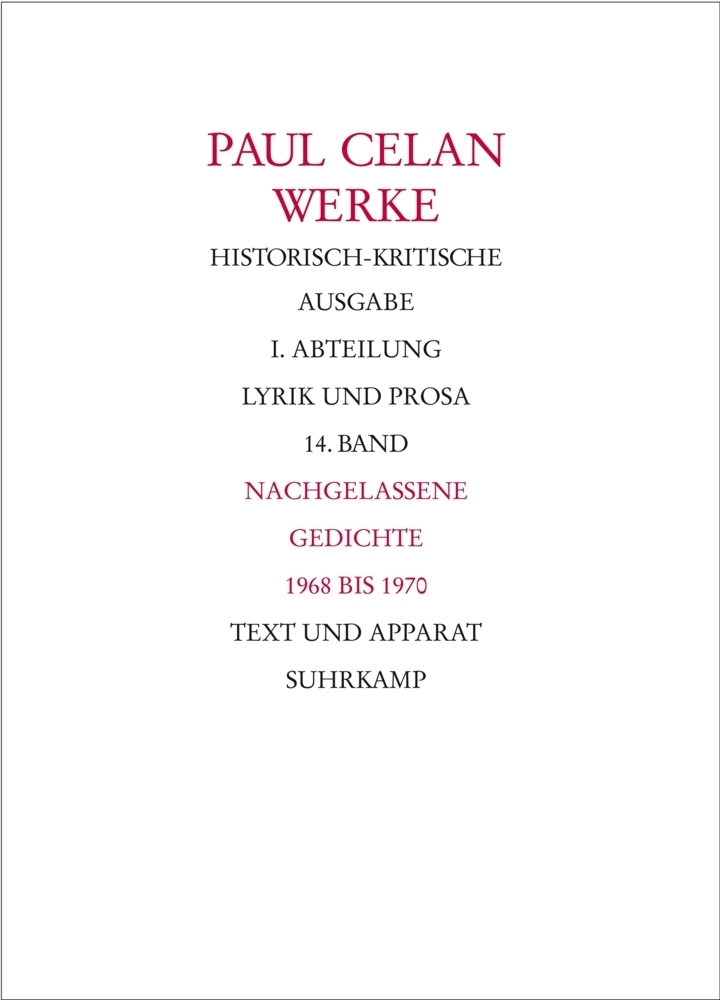 Cover: 9783518420379 | Nachgelassene Gedichte 1968-1970 | Paul Celan | Buch | 427 S. | 2008