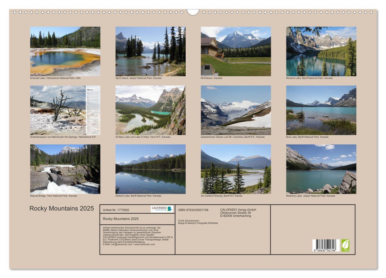 Bild: 9783435501748 | Rocky Mountains 2025 (Wandkalender 2025 DIN A2 quer), CALVENDO...