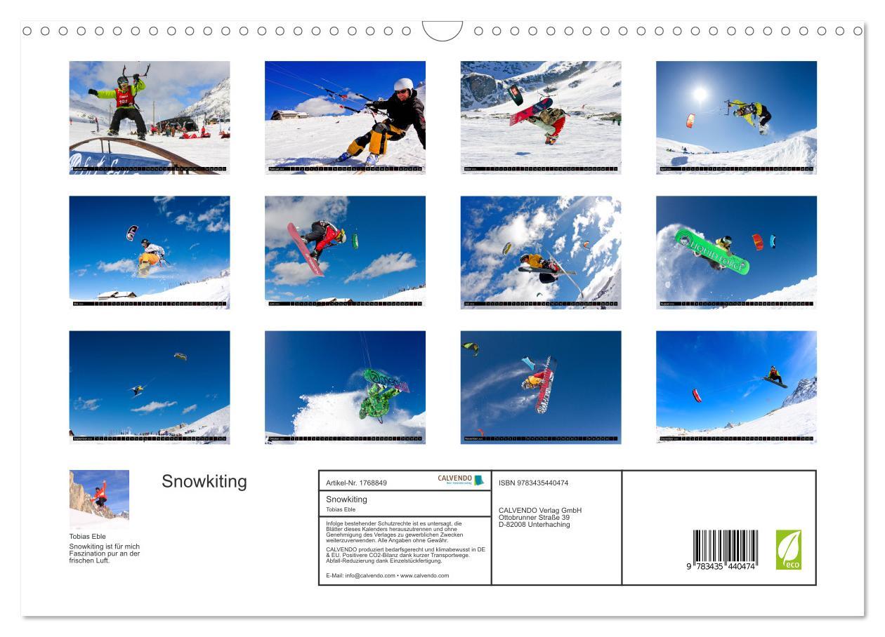 Bild: 9783435440474 | Snowkiting (Wandkalender 2025 DIN A3 quer), CALVENDO Monatskalender