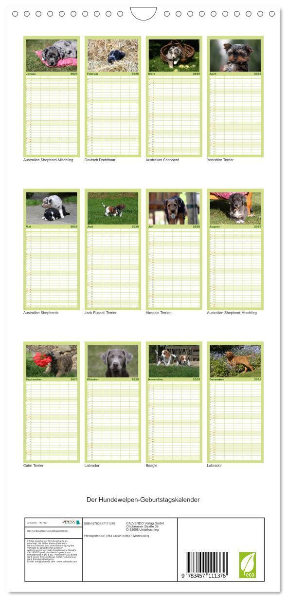 Bild: 9783457111376 | Familienplaner 2025 - Der Hundewelpen-Geburtstagskalender mit 5...