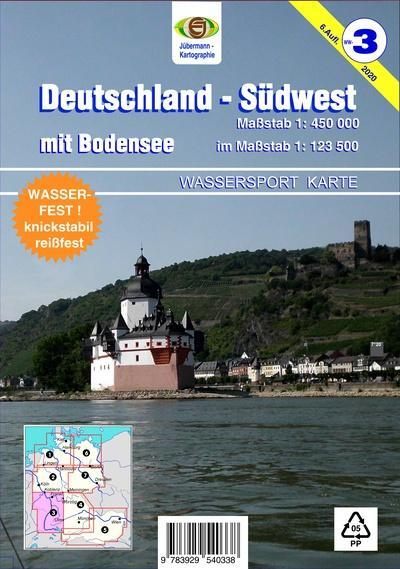 Cover: 9783929540338 | Wassersportkarte Blatt 3 Südwest 1:450 000 | Erhard Jübermann | 2 S.