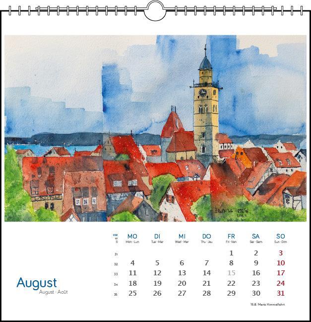 Bild: 9783861924128 | Bodensee Aquarell 2025 | Postkarten-Tischkalender | Erwin W Friese