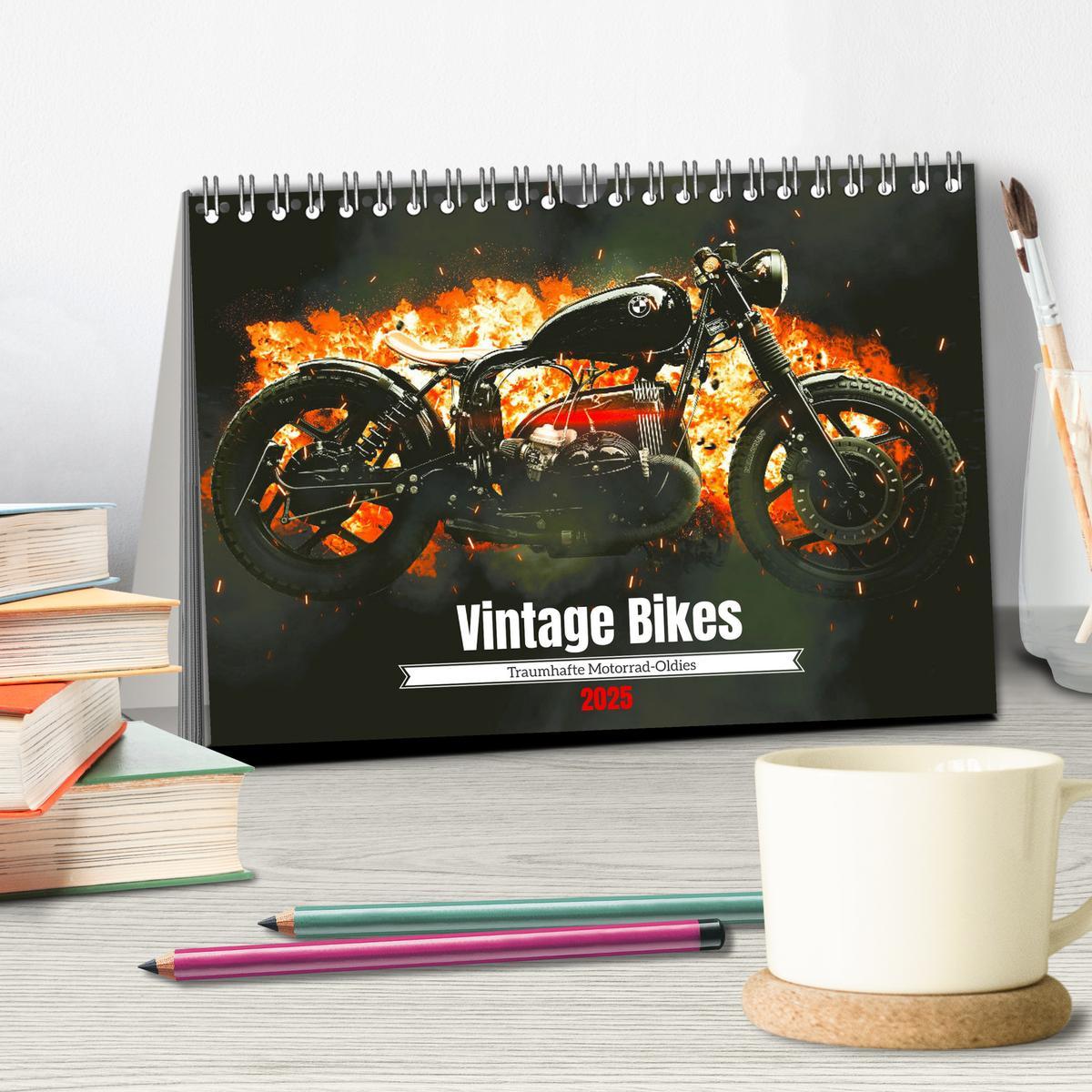 Bild: 9783383948992 | Vintage Bikes. Traumhafte Motorrad-Oldies (Tischkalender 2025 DIN...