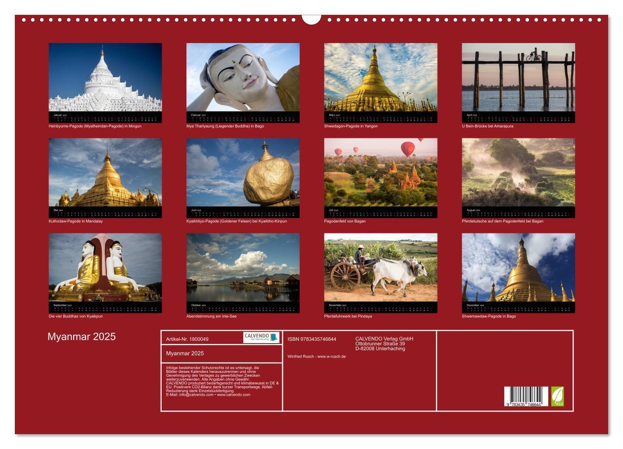 Bild: 9783435746644 | Myanmar 2025 (Wandkalender 2025 DIN A2 quer), CALVENDO Monatskalender