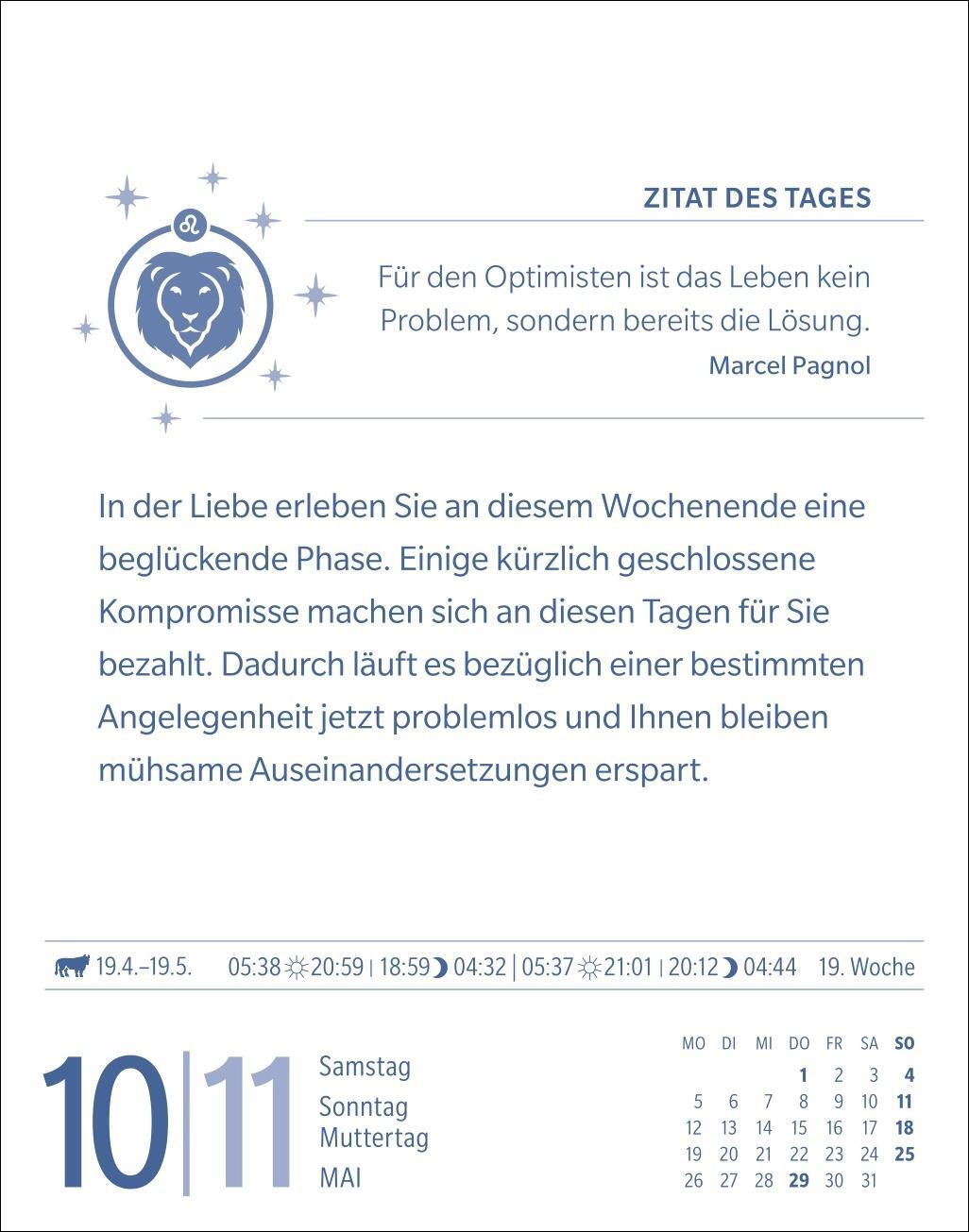 Bild: 9783840033711 | Löwe Sternzeichenkalender 2025 - Tagesabreißkalender - Ihr Horoskop...