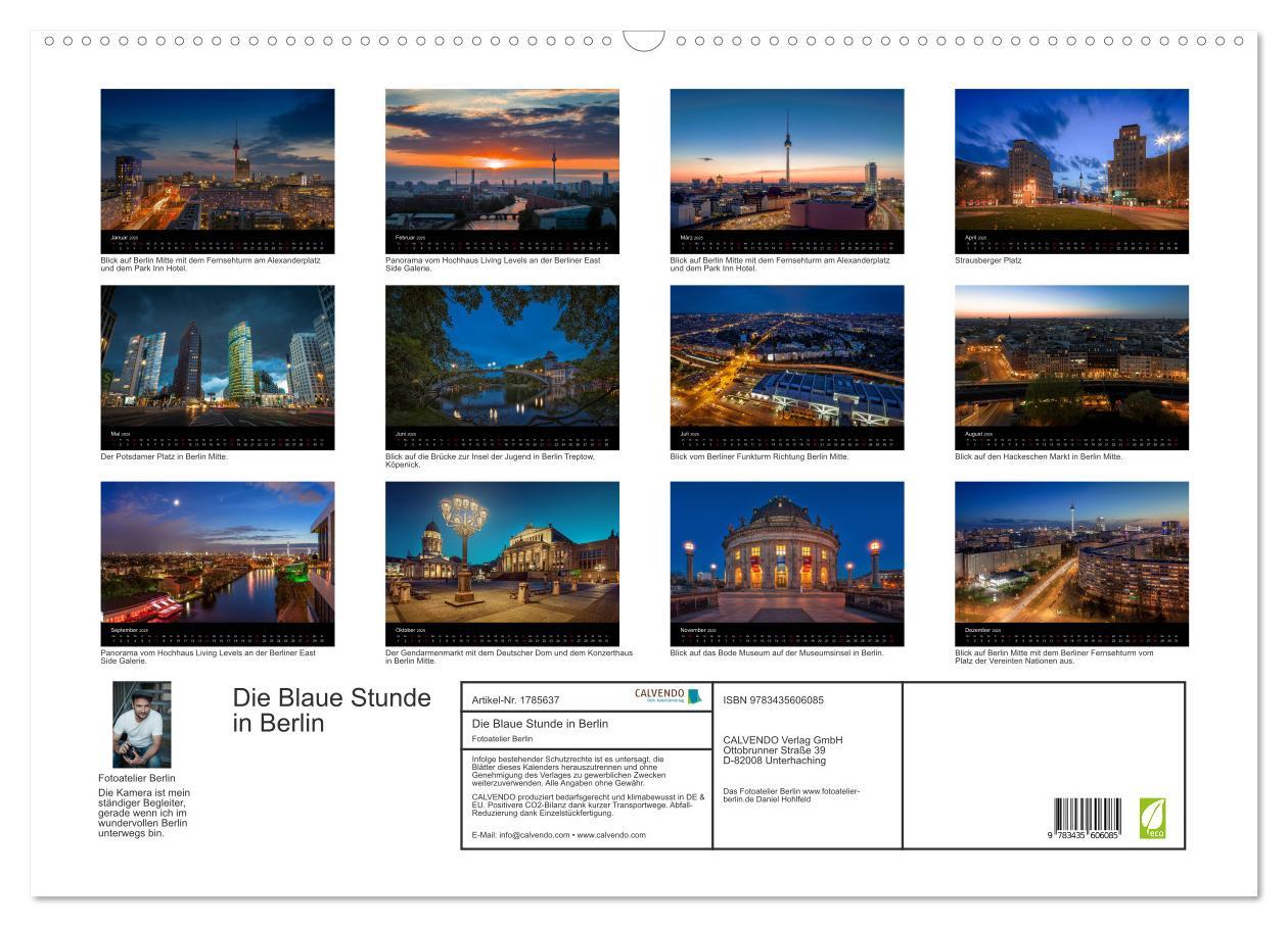 Bild: 9783435606085 | Die Blaue Stunde in Berlin (Wandkalender 2025 DIN A2 quer),...