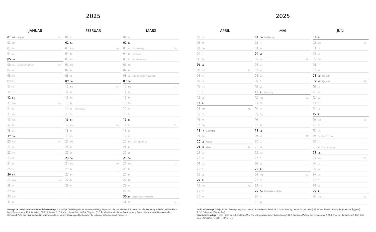 Bild: 9783756408115 | Kombitimer schwarz groß 2025 | Heye | Kalender | Bürokalender Heye