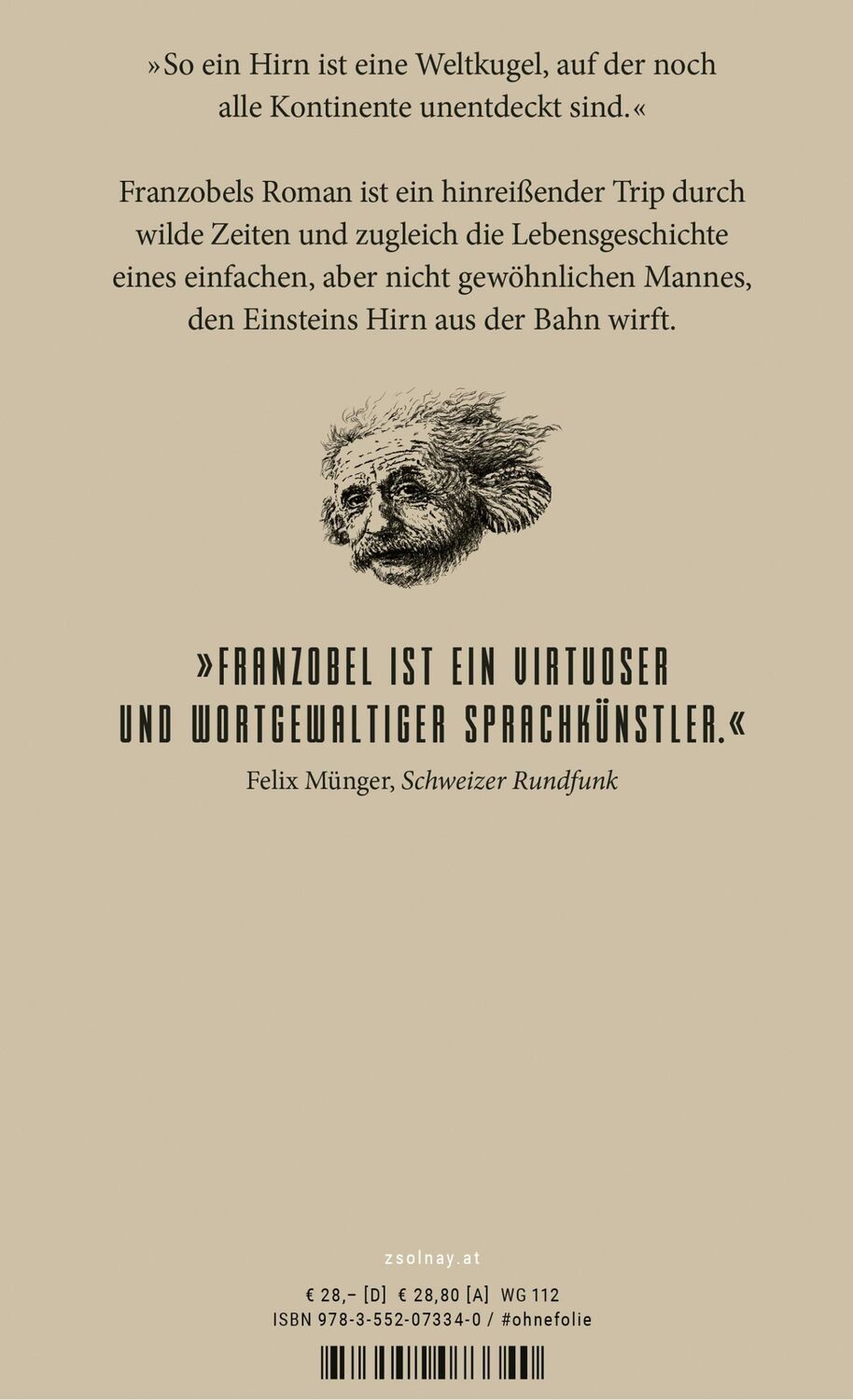 Bild: 9783552073340 | Einsteins Hirn | Roman | Franzobel | Buch | Lesebändchen | 544 S.