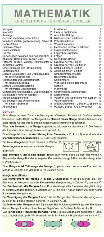 Cover: 9783804488922 | Leporello: Mathematik kurz gefasst - Alle wichtigen Regeln im...