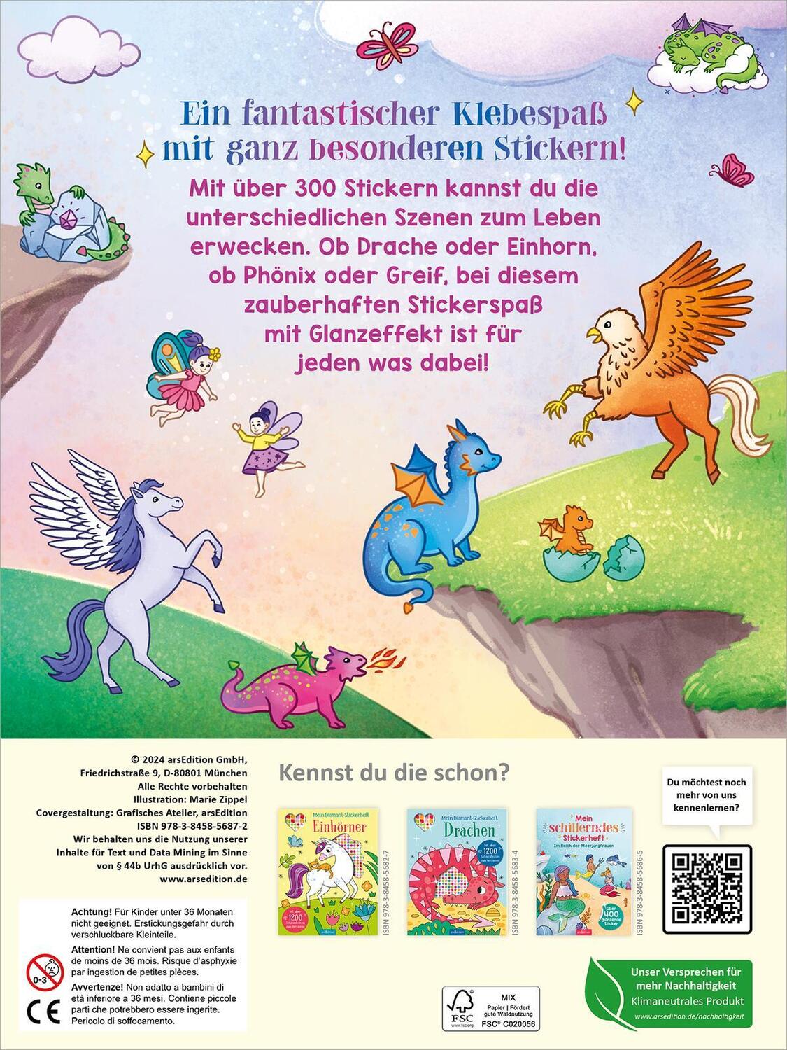 Rückseite: 9783845856872 | Mein schillerndes Stickerheft - Magische Tierwelt | Taschenbuch | 2024