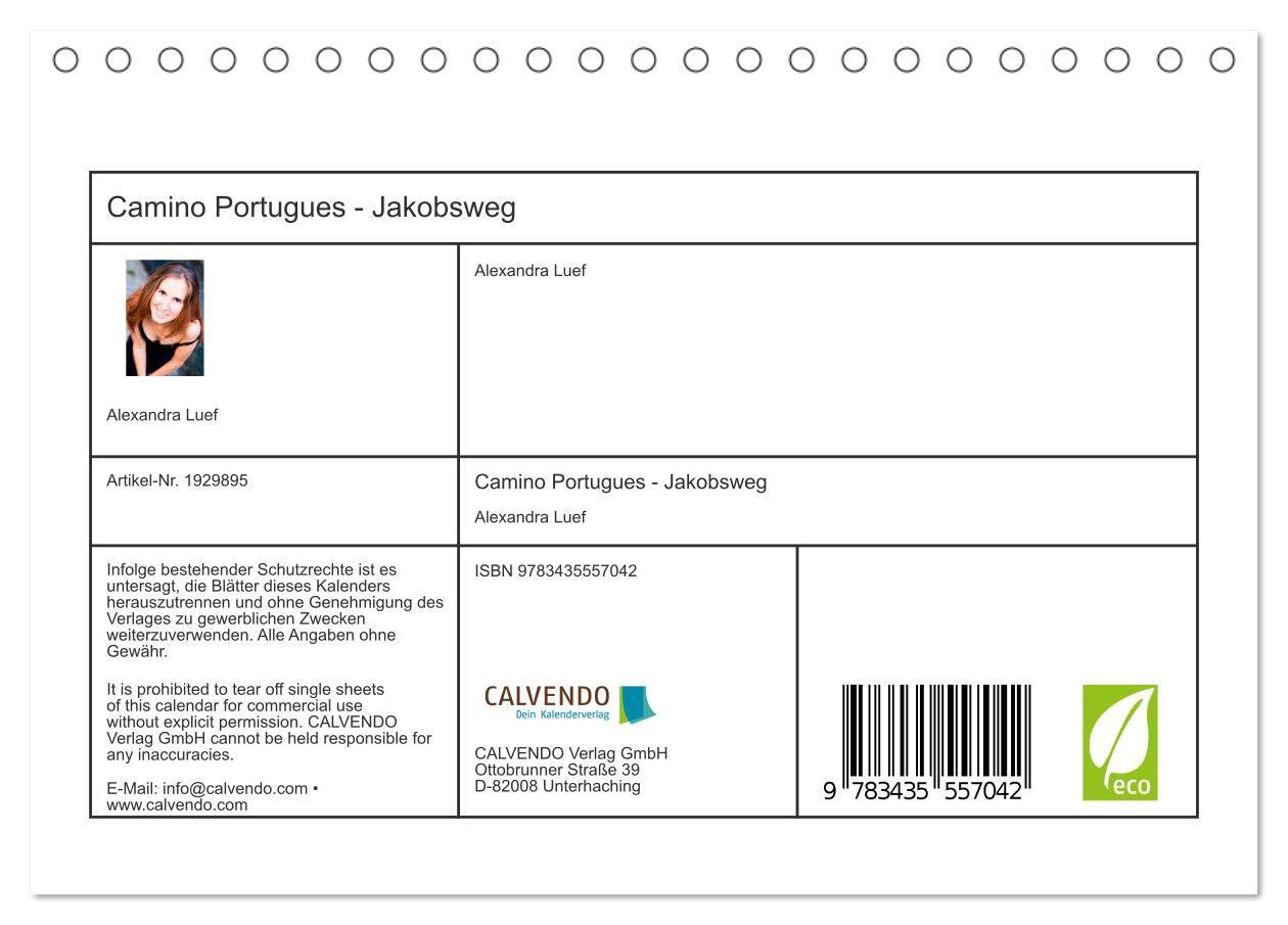 Bild: 9783435557042 | Camino Portugues - Jakobsweg (Tischkalender 2025 DIN A5 quer),...