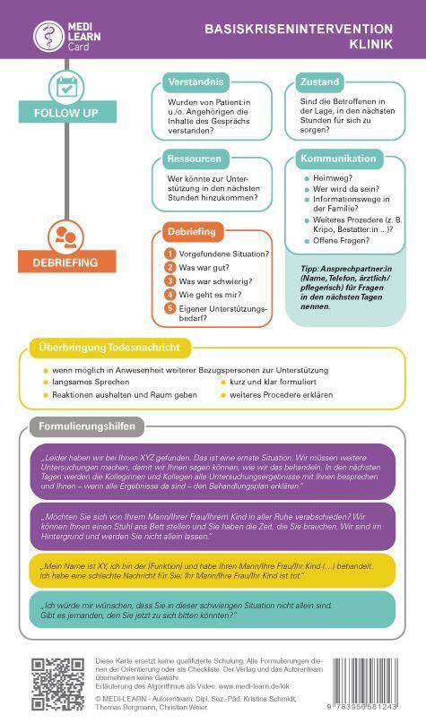 Bild: 9783956581243 | MEDI-LEARN Card: Basiskrisenintervention Klinik | Schmidt (u. a.)