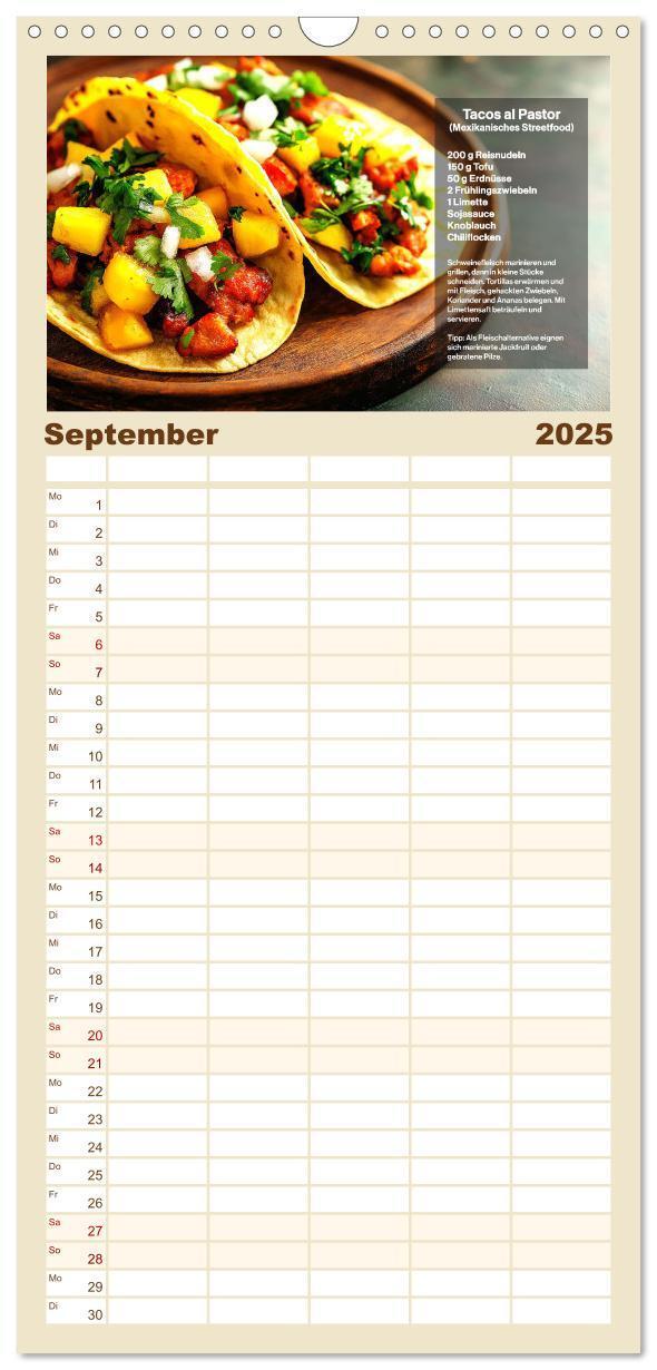 Bild: 9783457221778 | Familienplaner 2025 - Streetfood Kalender - Einfache Rezepte aus...