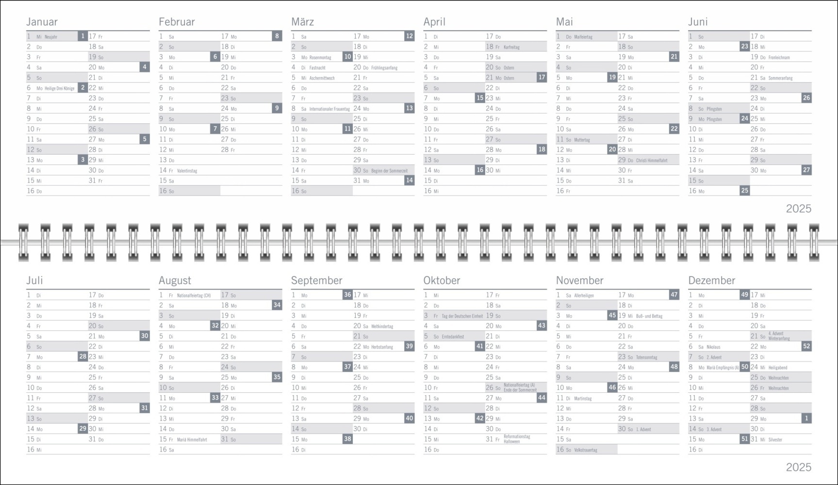 Bild: 9783756406678 | Wochenquerplaner Petrol 2025 | Kalender | Spiralbindung | 64 S. | 2025