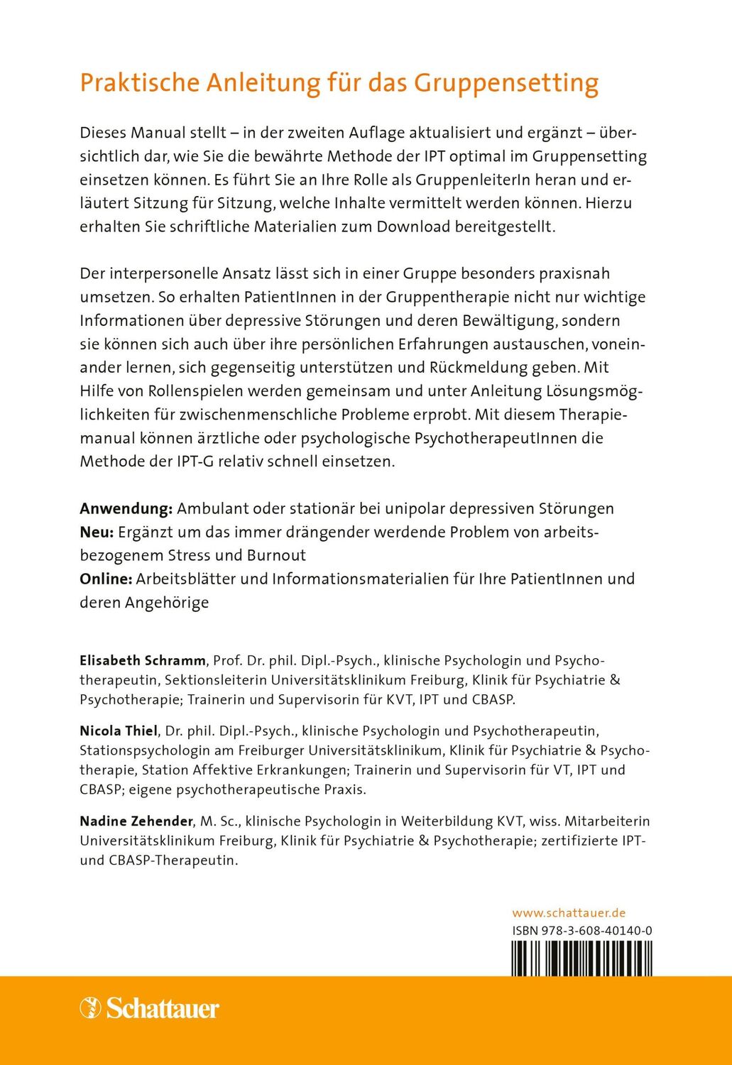 Rückseite: 9783608401400 | Interpersonelle Psychotherapie in der Gruppe, 2. Auflage | Taschenbuch