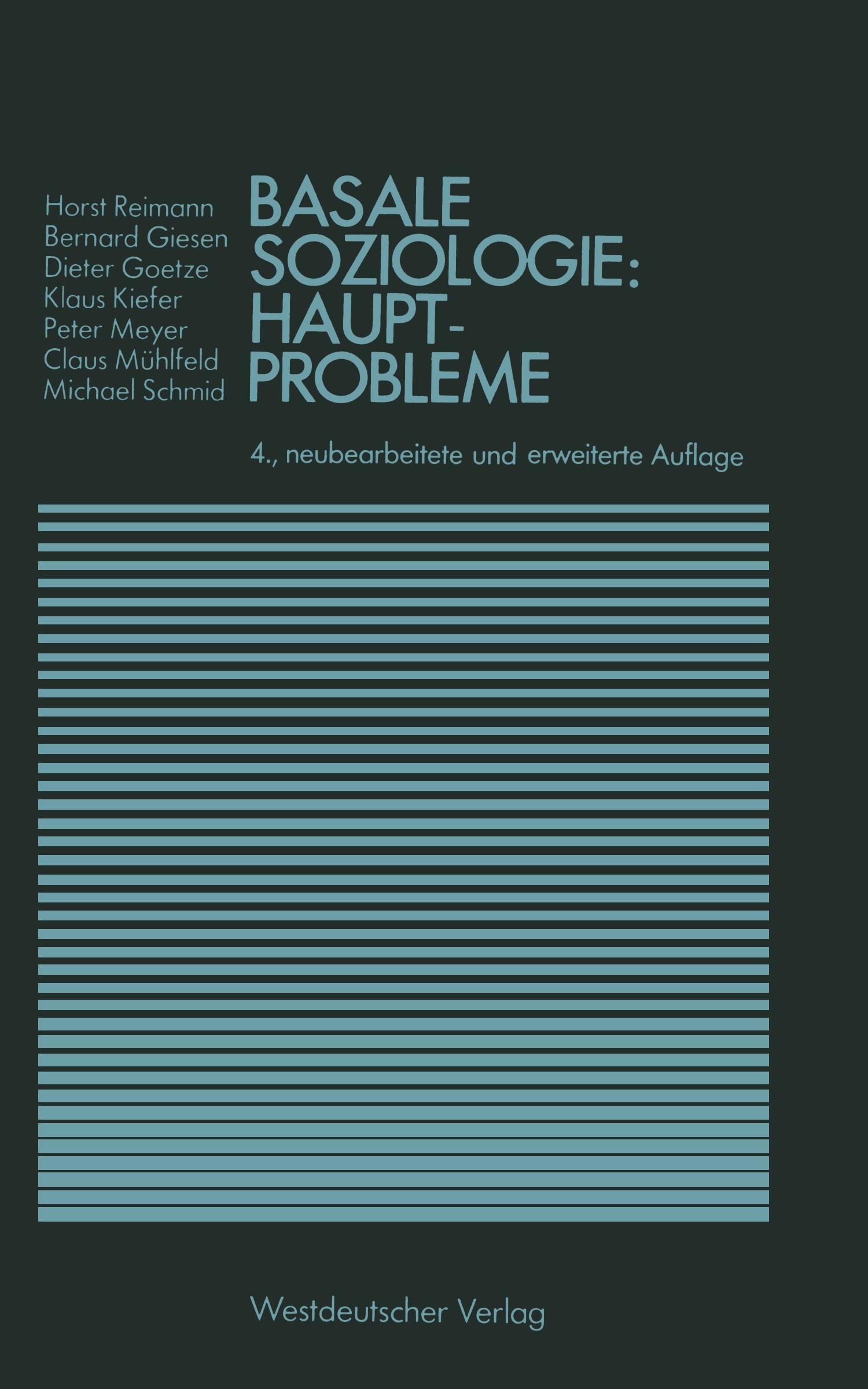 Cover: 9783531114330 | Basale Soziologie: Hauptprobleme | Horst Reimann | Taschenbuch | xii