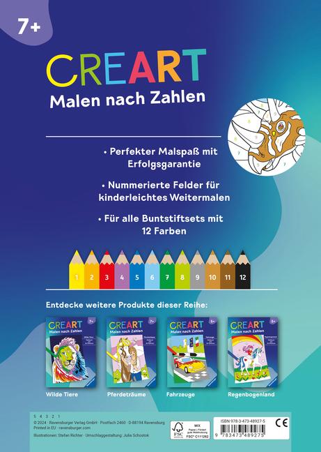 Bild: 9783473489275 | Ravensburger CreArt Malen nach Zahlen ab 7: Dinosaurier, Malbuch,...