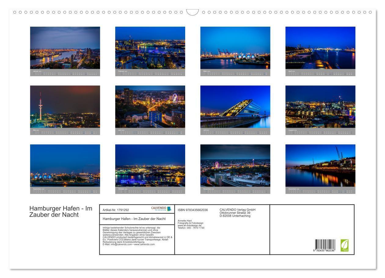 Bild: 9783435662036 | Hamburger Hafen - Im Zauber der Nacht (Wandkalender 2025 DIN A2...